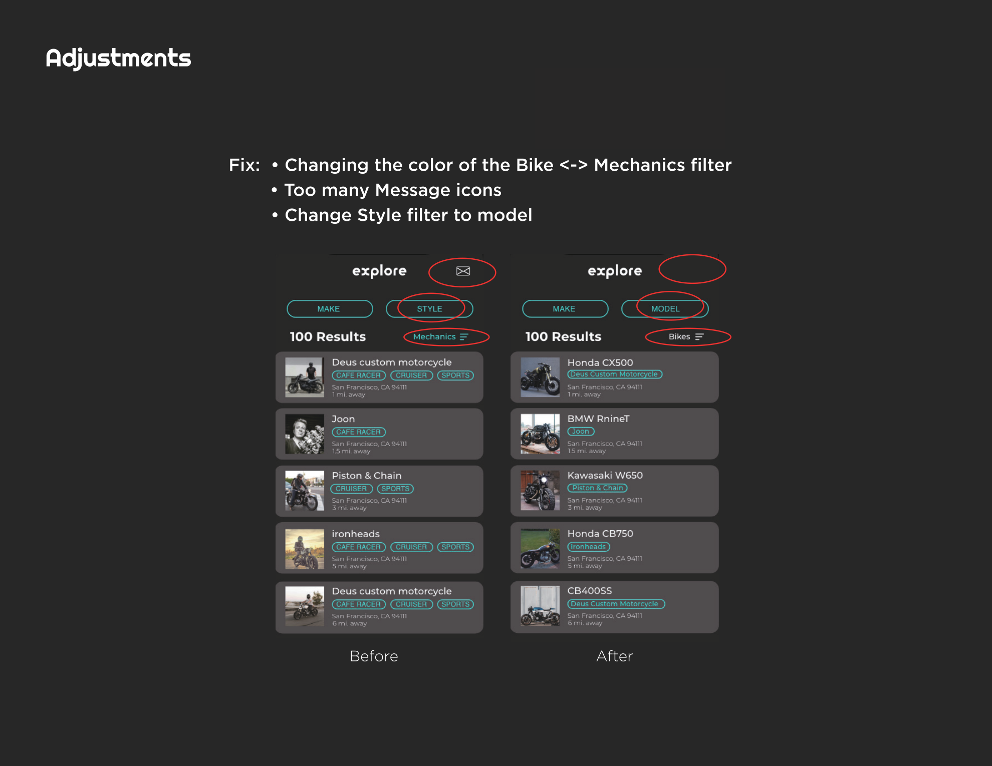 UI adjustments — filter contrast fix