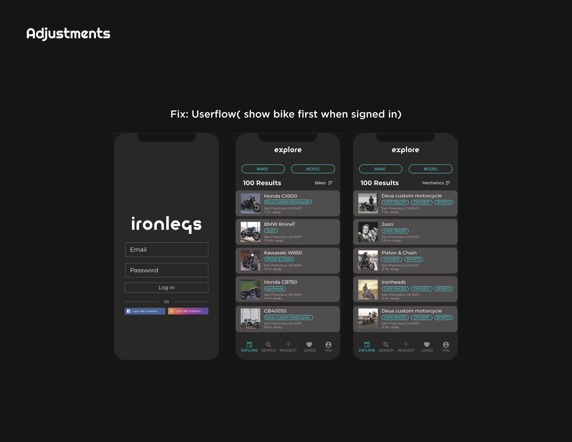 UI adjustments — userflow fix