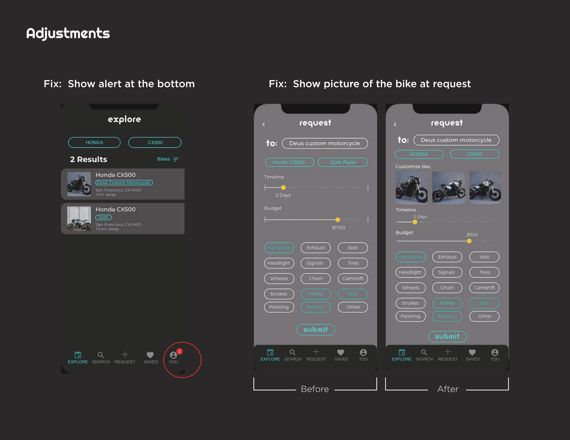 UI adjustments — request form